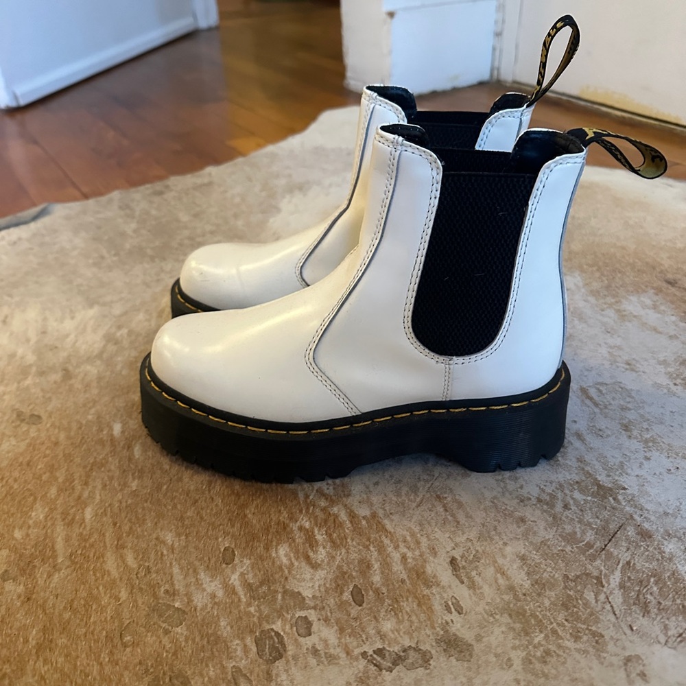 Dr. Martens Black and White Leather Boots - Picture 4 of 7